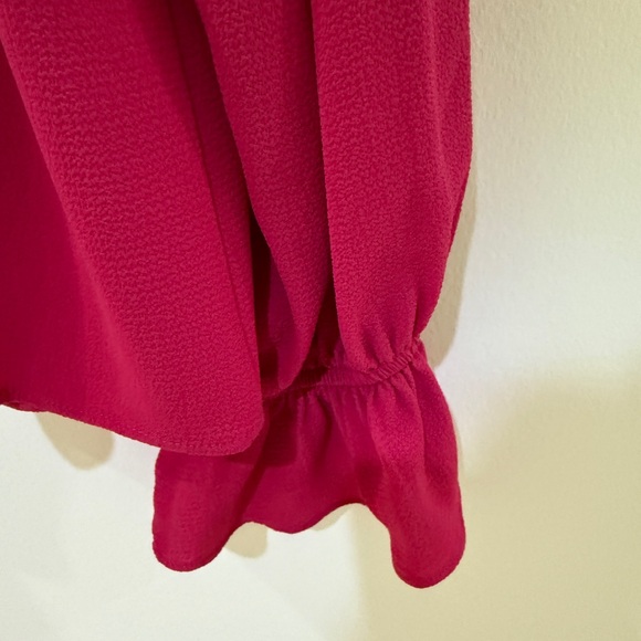 CeCe Shoulder Ruffle Hot Pink / Raspberry Top - Picture 5 of 12